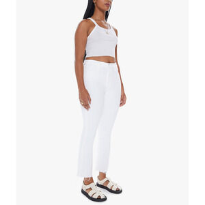 Mother The Hustler Ankle White Cotton Fray Denim Jean Size 31